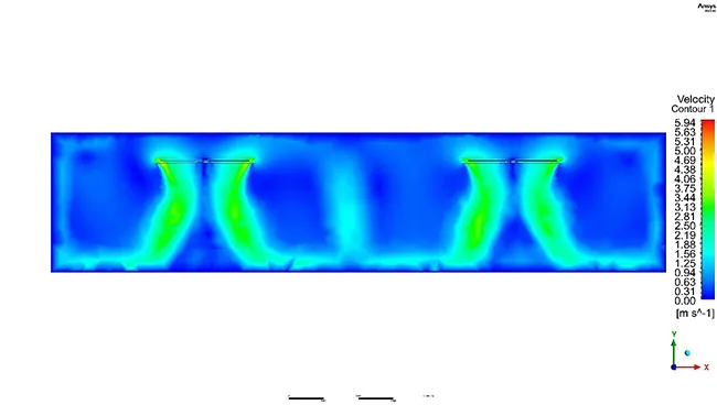 CFD simulation airflow comparison of industrial HVLS fan blades